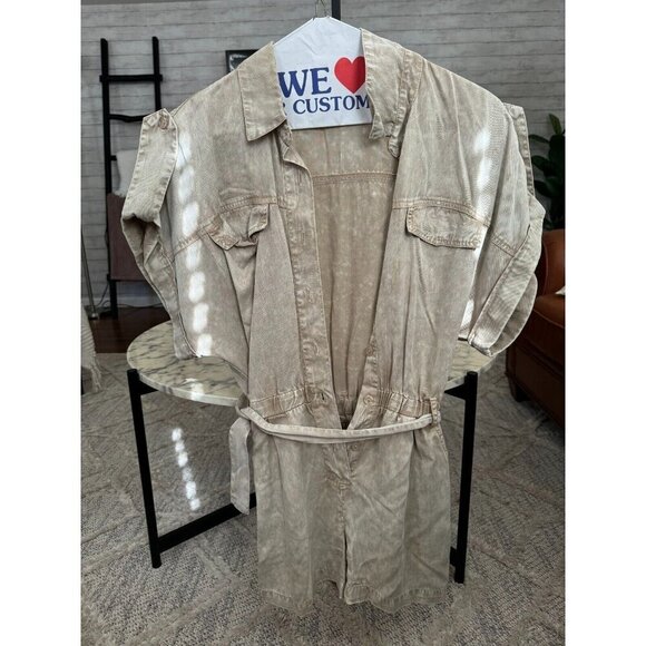 Young Fabulous & Broke Uma Romper Washed Light Grey Front Button Womens Size S - Picture 3 of 7